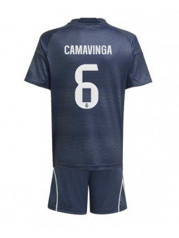Real Madrid Eduardo Camavinga #6 Replika Borta Kläder Barn 2025-26 Kortärmad (+ byxor)
